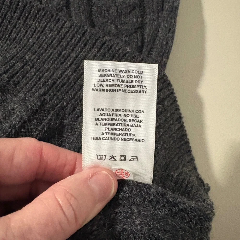 Sperry Premium Apparel‎ Men's Charcoal Gray Cable Knit Wool Blend Sweater XL
